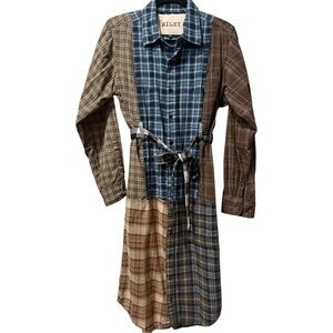 Riley Vintage x Free People Flannel Patchwork Midi Belted Shirt Dress XS / Small